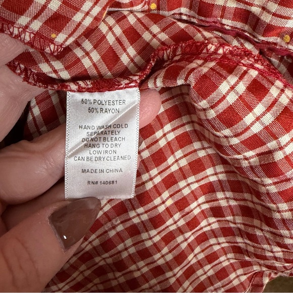 Unique Vintage Red beige Hearts Checkered Midi Dress sundress sz M gingham - Picture 7 of 10